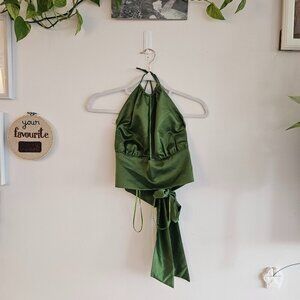 Satin Green Halter Top